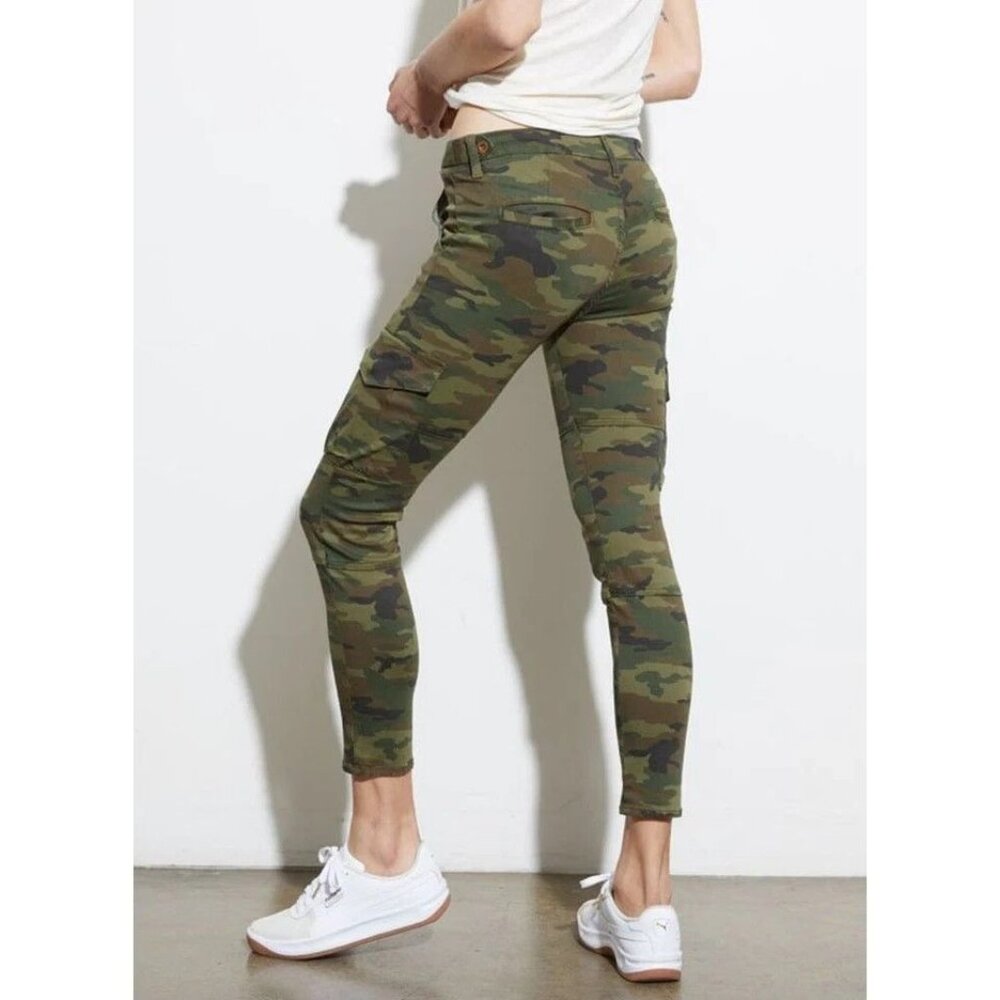 NSF Vincent Camo Skinny Cargo Pants - Deep Olive Green, Size 26